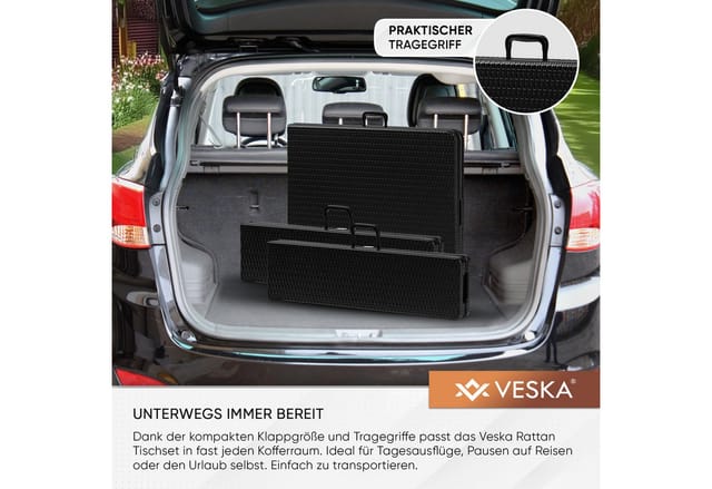 VESKA Bierzeltgarnitur 3-teilig - Rattan-Optik - anthrazit