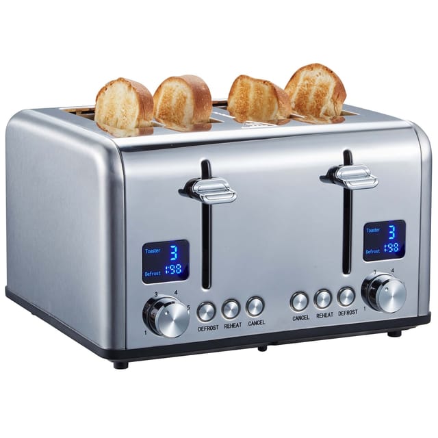 Steinborg 4 Scheiben Edelstahl Toaster mit Brötchenaufsatz 1630W