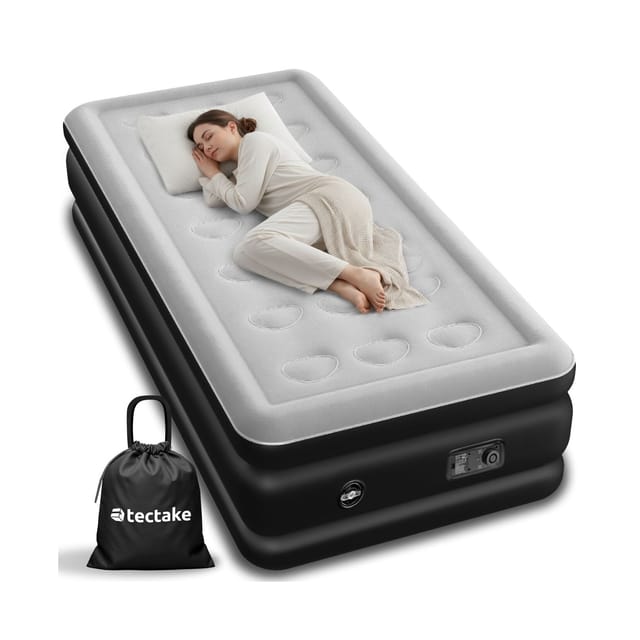 tectake® Aufblasbare Matratze, für 1 oder 2 Personen, ergonomisches Luftsäulensystem, inkl. manuellem Ventil und Tragebeutel