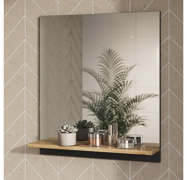 Vicco Badspiegel Marelle Anthrazit Eiche 60 x 67 cm mit Regal