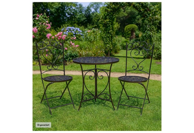 HTI-Living Gartentisch mit 2 Stühlen Curly Braun