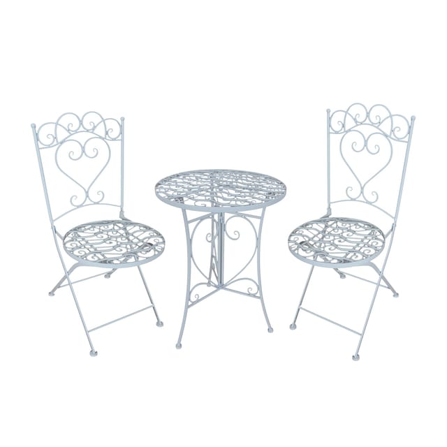 HTI-Living Gartentisch mit 2 Stühlen Curly Creme