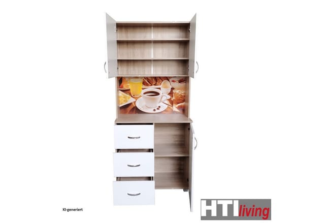HTI-Living Küchenschrank Weiß/Sonoma Blanca Bistro