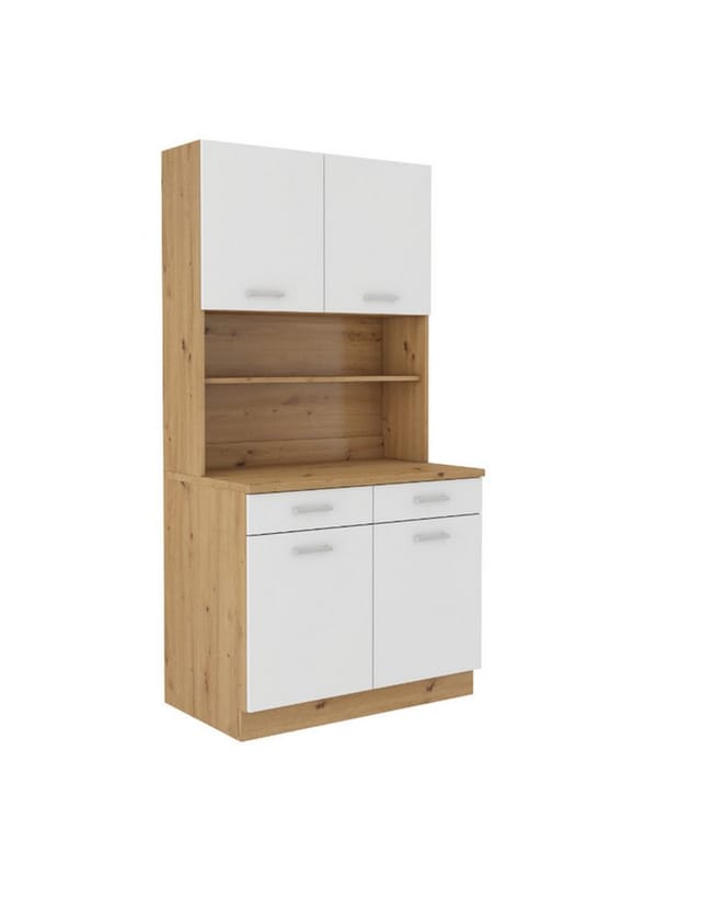 Buffet Küche Mario 100cm Küchenzeile Küchenblock Einbauküche Weiss Eiche Artisan