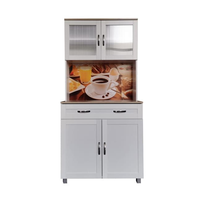 HTI-Living Küchenbuffet Weiß mit Glasteil Blanca Bistro