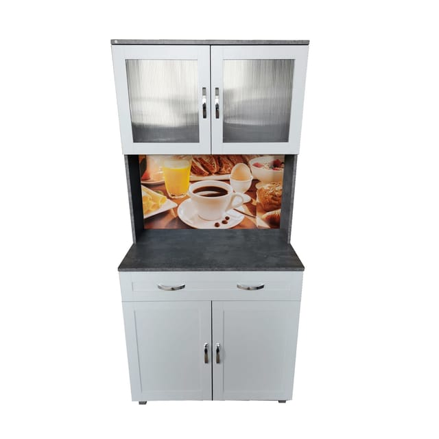 HTI-Living Küchenbuffet mit Glasteil Weiß/Beton Blanca Bistro