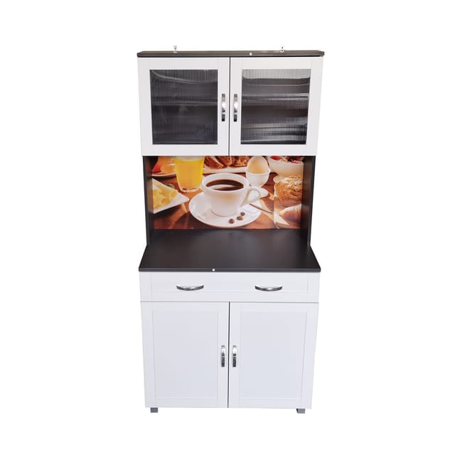 HTI-Living Küchenbuffet mit Glasteil Grau/Weiß Blanca Bistro