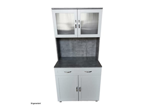 HTI-Living Küchenbuffet mit Glasteil Beton Weiß Blanca