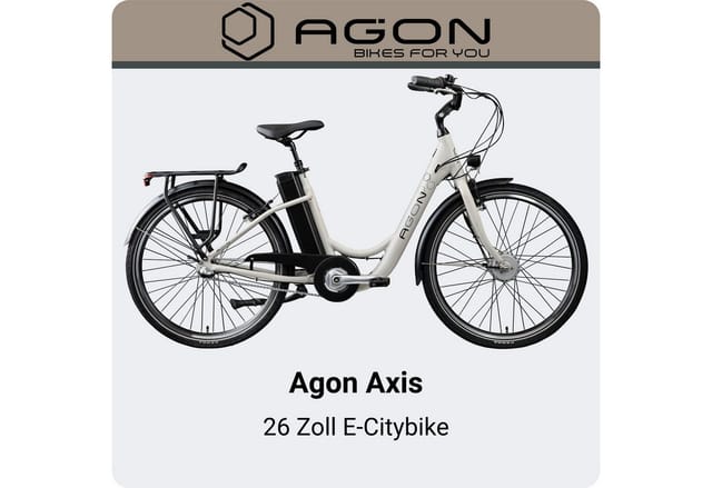 Agon Axis E-Bike 26 Zoll Citybike Damen Herren 140 - 165 cm Pedelec mit Nabenmotor Fahrrad 3 Gang und Beleuchtung StVZO
