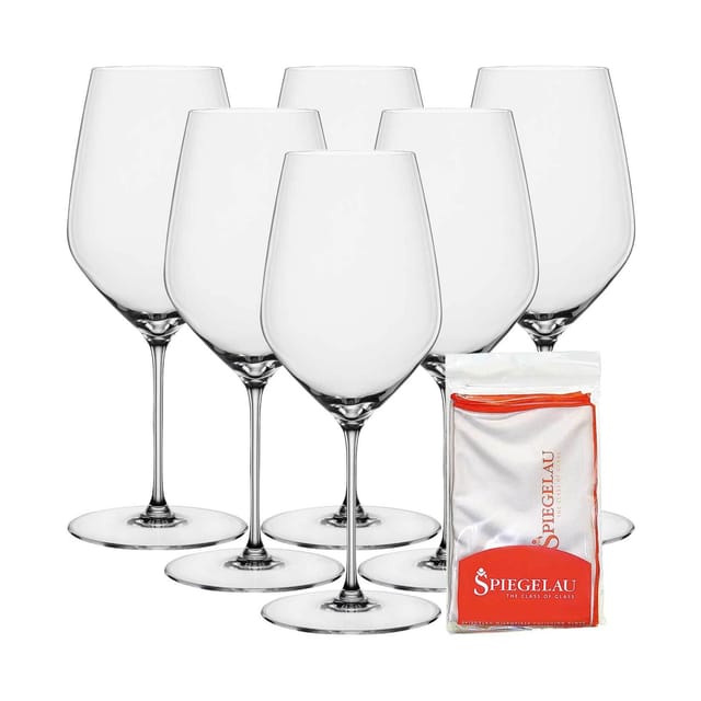 Spiegelau Bordeauxgläser + Poliertuch Hi-Lite 650 ml 6er Set