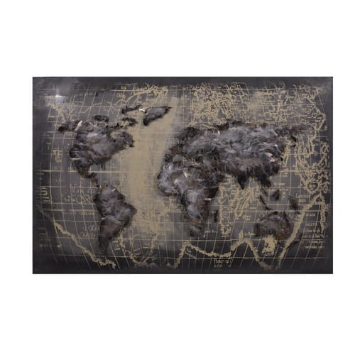 Harms Import & Vertriebs GmbH & Co. KG - 3D Metallbild Weltkarte, grau