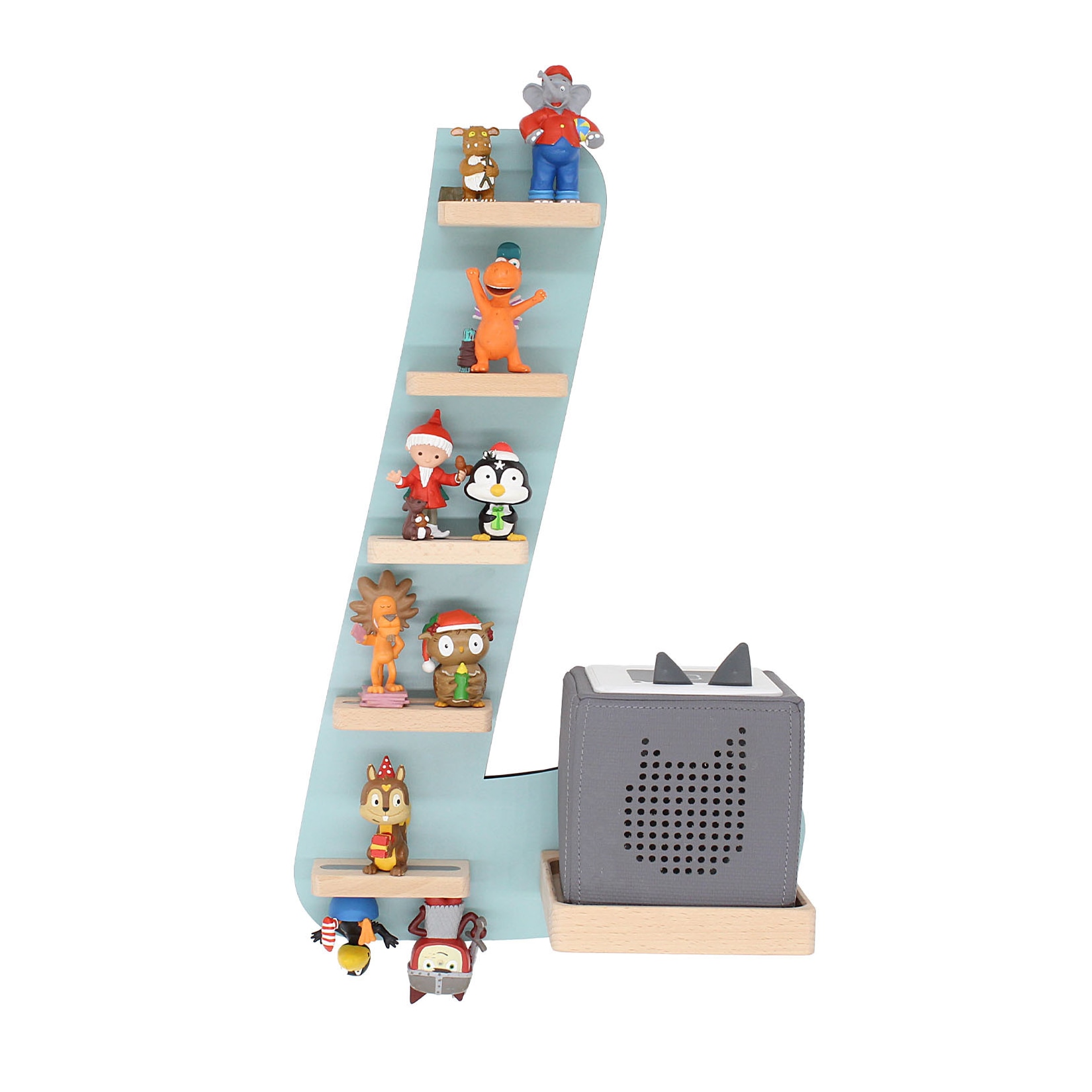 BOARTI Kinderregal Buchstabe L hängend für Toniebox und Tonie Figuren platzsparendes Regal H. 47 x B. 32 x T. 19 Wandregal Musikbox und Figuren Aufbewahrung Magneteinsätzen Aufbewahrungsregal Holz