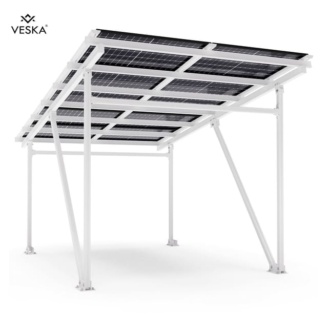 VESKA Solar-Carport "EcoPort 5000Bi" mit 10 Modulen - Effiziente und Nachhaltige Energiegewinnung in weiss