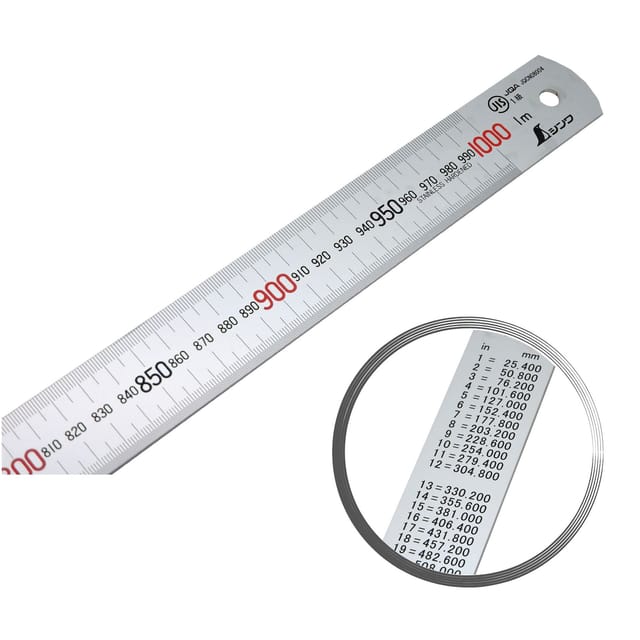 Shinwa 13048 Lineal aus Edelstahl 100 cm - mit 0,5mm Skala