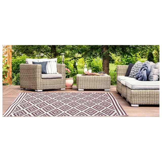 Garten Teppich Outdoor Kunststoffteppich AUSTIN braun 120 x 180 cm Balkon Terrasse