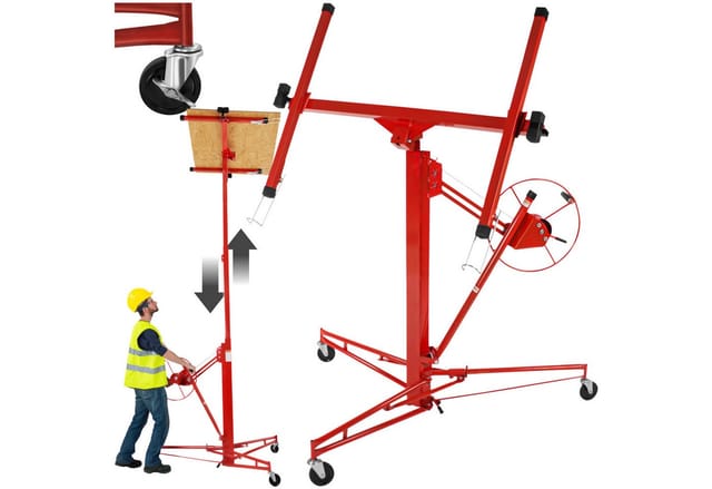 tectake® Plattenheber, 1-Mann-Bedienung, neigbar, breite Stativfüße mit 3 Lenkrollen inklusive Feststellbremsen