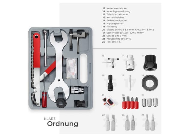 tectake® Fahrradwerkzeug 50-teilig, umfangreiches Set, für alle gängigen Modelle, inklusive Tragekoffer