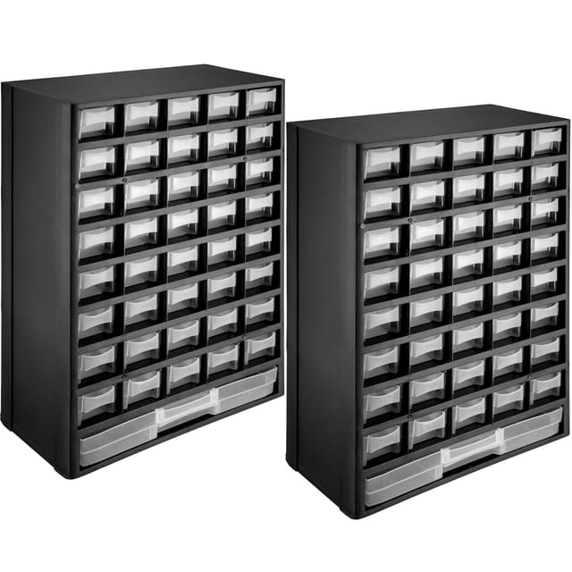 tectake® 2er-Set Sortimentskasten, 41-teilig, komfortable Eingriffsöffnung, stabiler Kunststoffrahmen, geeignet zur Wandmontage, 30 x 13,5 x 45 cm