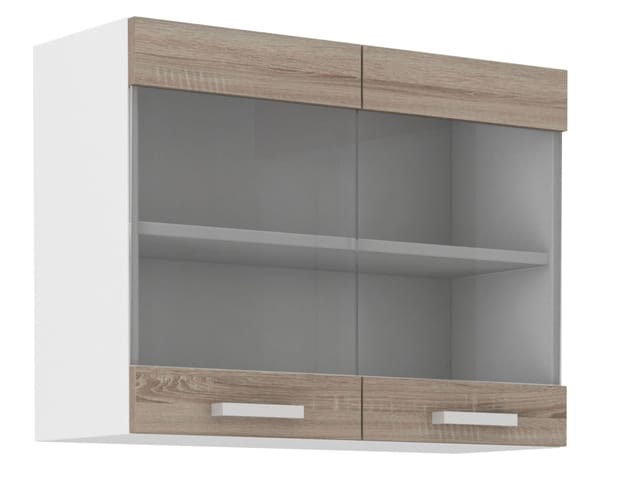 Küchen Glashängeschrank 80 cm für das Modell „Dave 240 Eiche Sonoma Trüffel