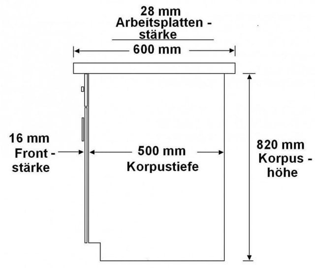 Küchen Unterschrank 60 cm für das Modell „Omega 240 Schwarz + Weiss