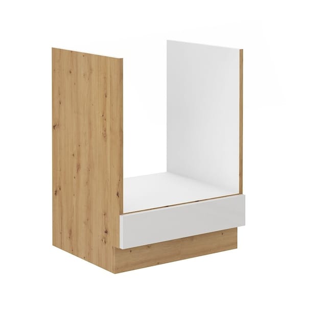 Herd Unterschrank 60 cm Eiche Artisan + Weiß Hochglanz Küchenzeile Küchenblock
