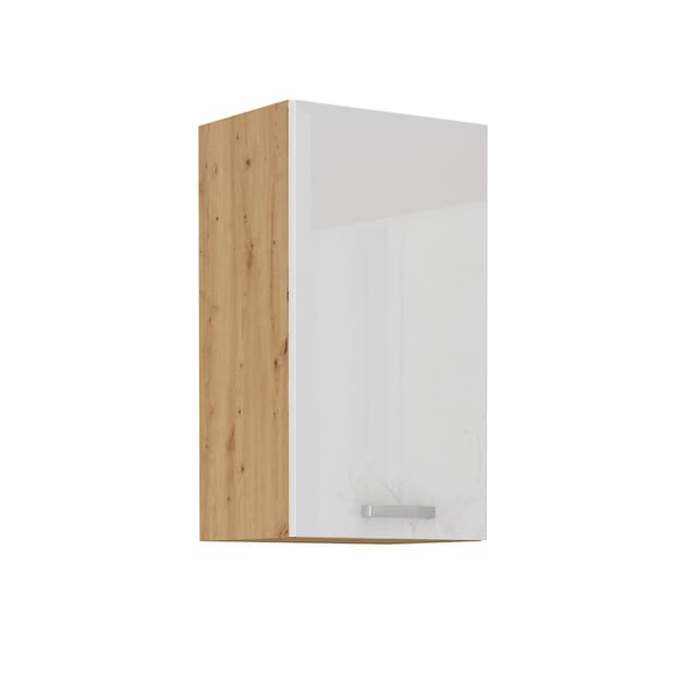 Hängeschrank 40 cm Eiche Artisan + Weiß Hochglanz Küchenzeile Küchenblock Küche
