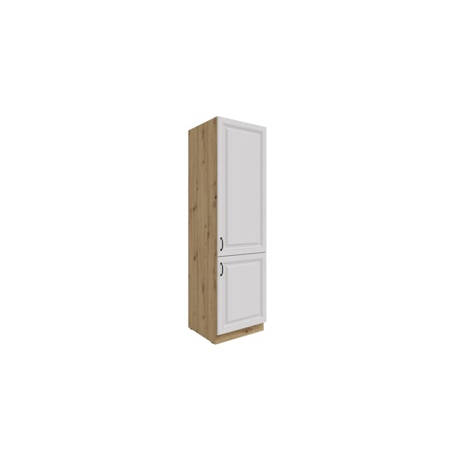 Küchen Hochschrank 60 cm Stilo Weiss + Eiche Artisan Küchenzeile Küchenblock