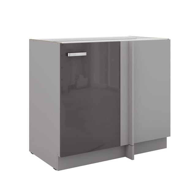 Eckunterschrank 105 Bianca Grau Hochglanz Küchenzeile Küchenblock Küche Grey