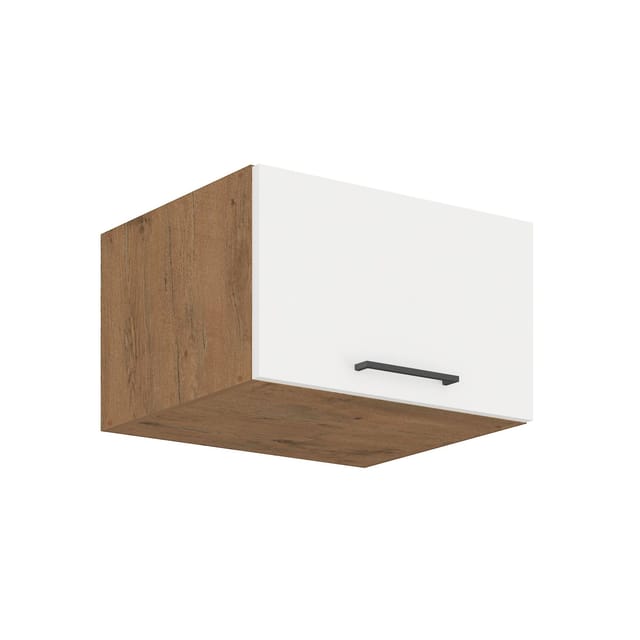 Vigo Aufsatzschrank Hochschrank 60 cm Eiche Lancelot Weiß Hochglanz Küchenzeile