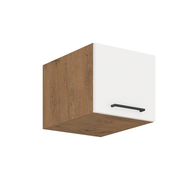 Vigo Aufsatzschrank Hochschrank 40 cm Eiche Lancelot Weiß Hochglanz Küchenzeile