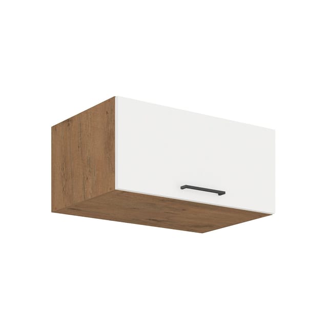 Vigo Aufsatzschrank Hochschrank 80 cm Eiche Lancelot Weiß Hochglanz Küchenzeile
