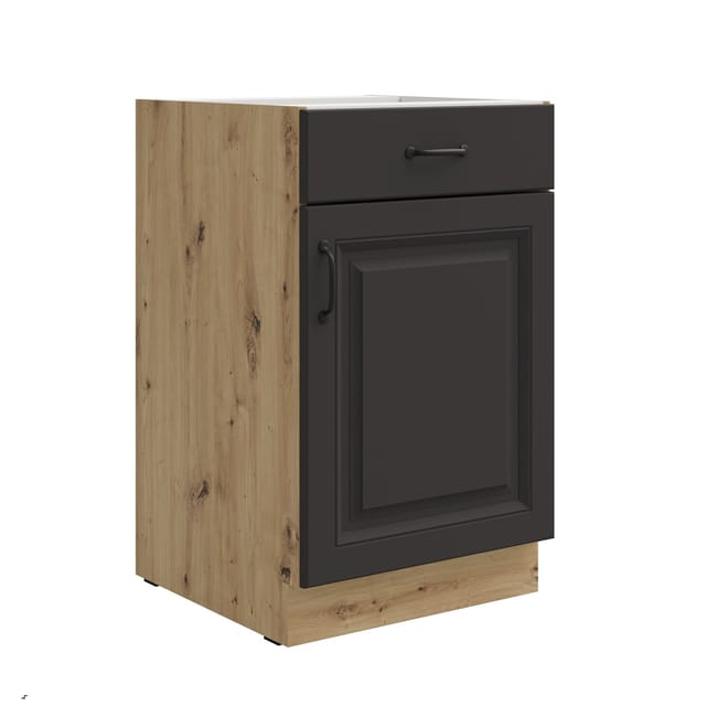 Unterschrank 50 Stilo Grau + Eiche Artisan Küchenzeile Vollauszug Soft-Close