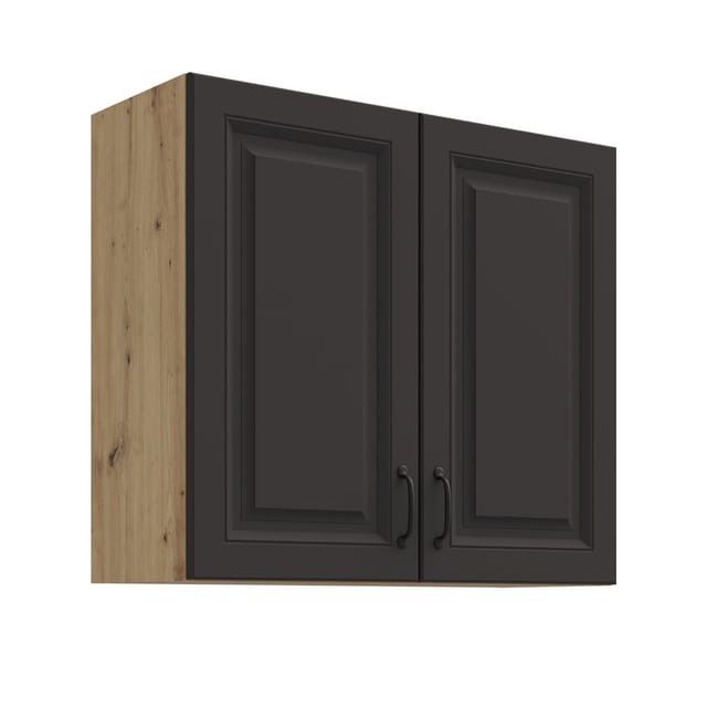 Hängeschrank 80 cm Stilo Grau + Eiche Artisan Küchenzeile Küchenblock Küche