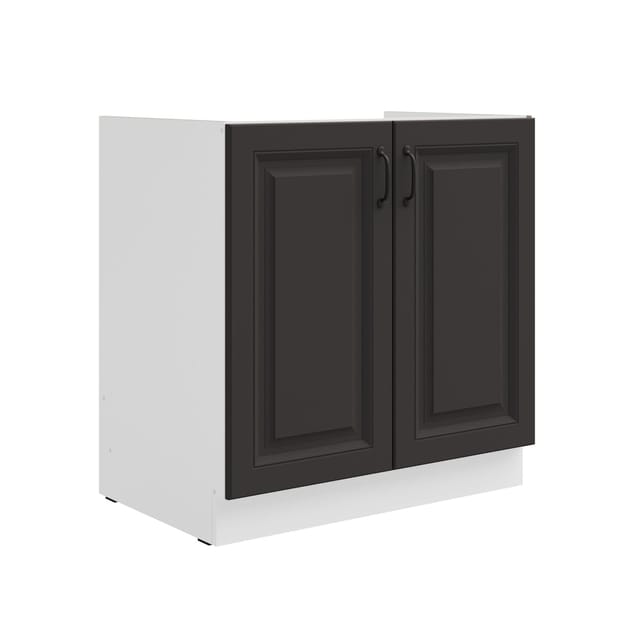 Spülenschrank 80 cm Stilo Grau + Weiss Küchenzeile Küchenblock Küche Einbauküche