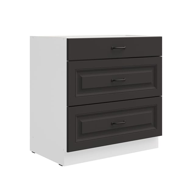 Küchen Unterschrank 80 cm Stilo Grau Vollauszug Soft-Close Küche Küchenzeile