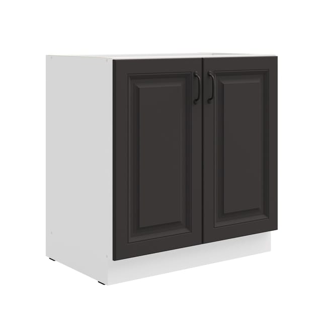 Unterschrank 80 cm Stilo Grau + Weiss Küchenzeile Küchenblock Küche Einbauküche
