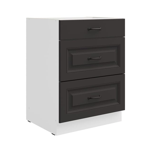 Küchen Unterschrank 60 cm Stilo Grau Vollauszug Soft-Close Küche Einbauküche