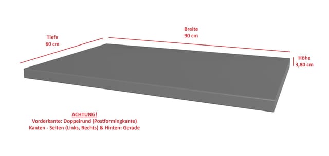 Arbeitsplatte 90 cm 38mm Anthrazit matt Küche Nessa Scandi Old Style Ava-AR Luna