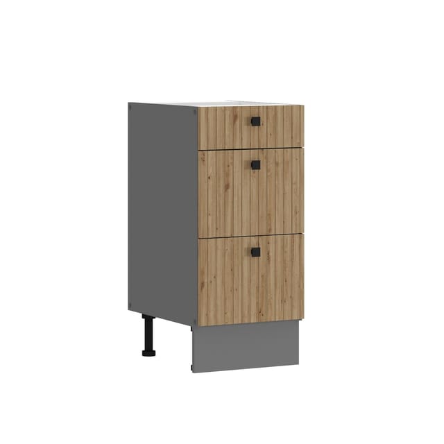 Küche AVA Artisan Unterschrank 40 cm Lamellenoptik Küchenzeile Einbauküche