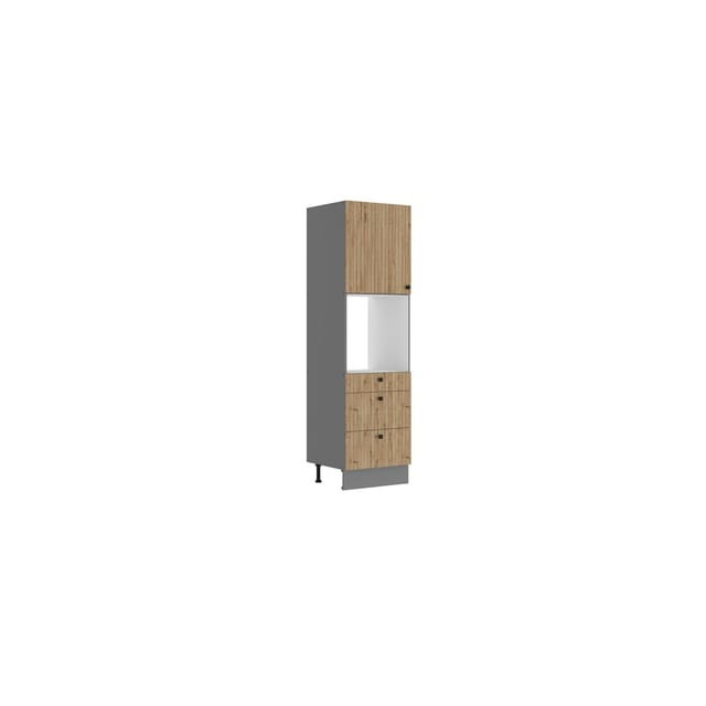 Küche AVA Artisan Hochschrank 60 cm Lamellenoptik Küchenzeile Einbauküche