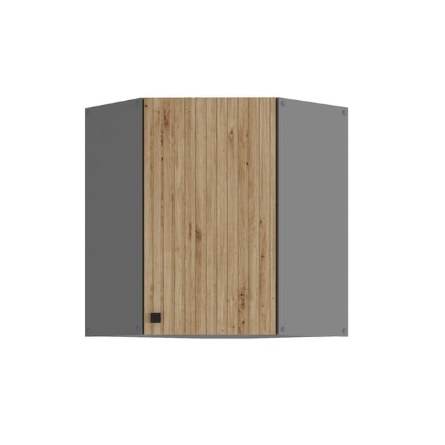 Küche AVA Artisan Eckhängeschrank 60X60 cm Lamellenoptik Küchenzeile Einbauküche