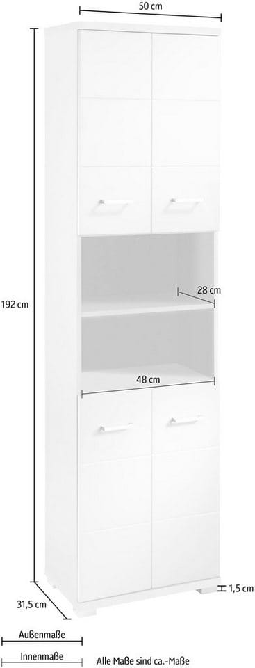 byLIVING Badezimmer Hochschrank NEBRASKA, Breite 50 cm, Artisan Eiche/weiß