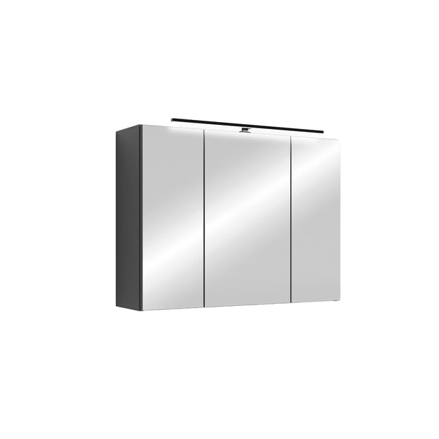 byLIVING Spiegelschrank SPREE, Breite 80 cm, anthrazit, LED Beleuchtung