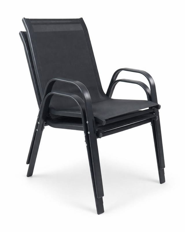 VCM 2-tlg. Set Gartenstuhl, Metall Stapelstuhl mit Textilene, wetterbeständig, stapelbar, Balkonstuhl für die Terrasse oder Garten Outdoor, Sonlas