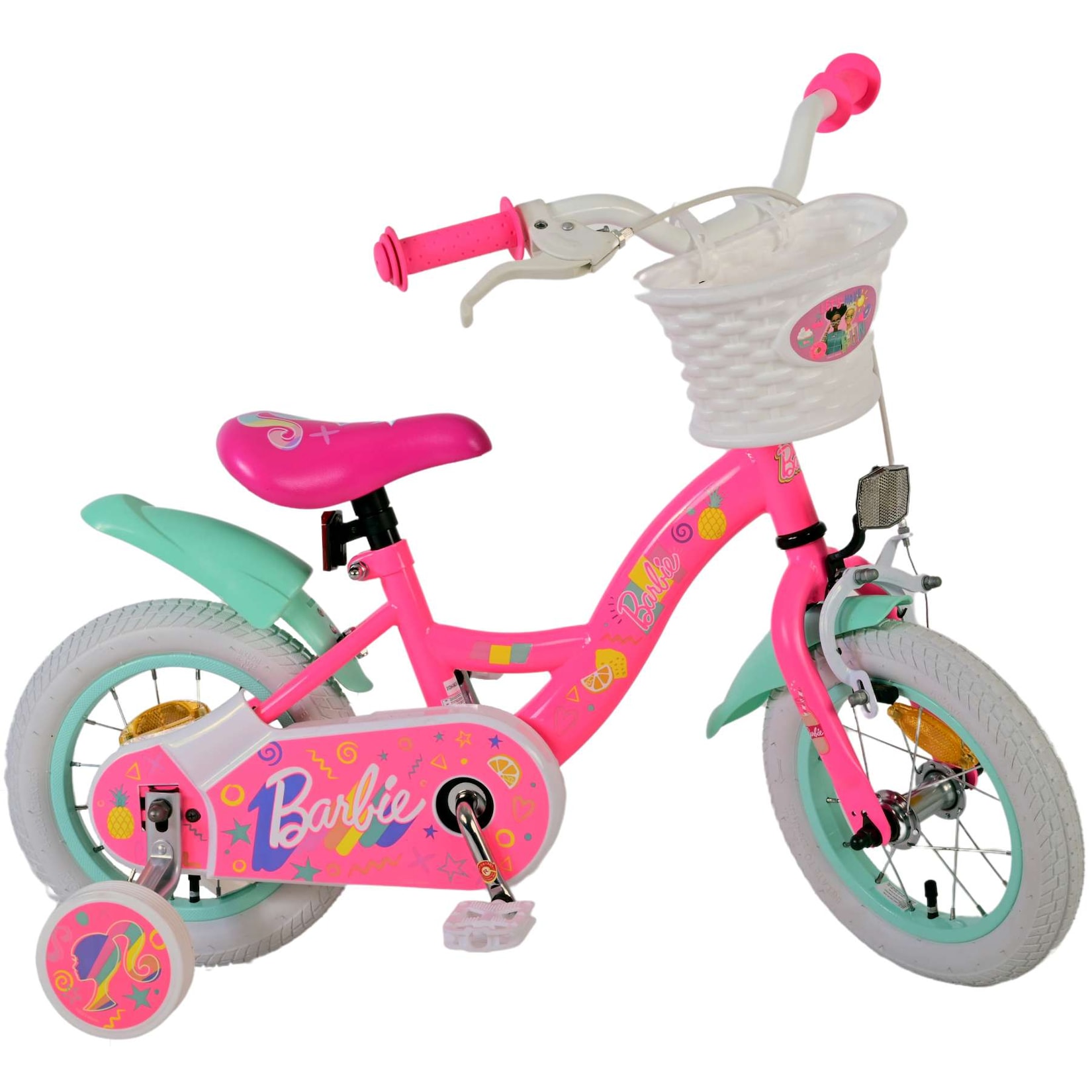 TPFSports Barbie Kinderfahrrad - Mädchen - 12 Zoll - Rücktritt + Handbremse - Rosa