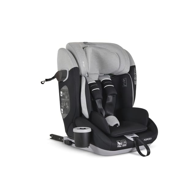 Cangaroo Kindersitz Force i-Size (76-150cm) Isofix, Getränkehalter, Top Tether grau