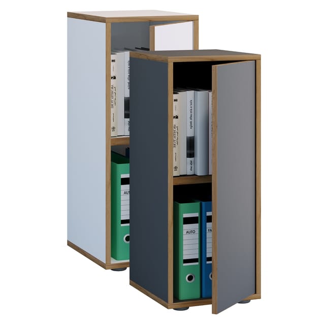 VCM Holz Büroschrank Ordner Aktenschrank Büromöbel Schrank Salia 2-fach Breite 30 cm Drehtür