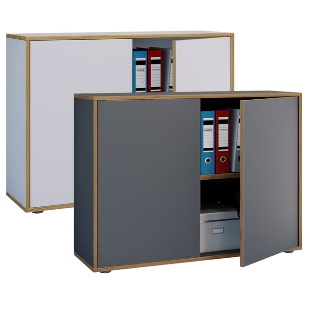 VCM Holz Büroschrank Ordner Aktenschrank Büromöbel Schrank Salia 2-fach Breite 100 cm Drehtüren