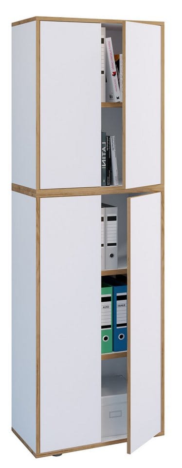 VCM Holz Büroschrank Ordner Aktenschrank Büromöbel Schrank Salia 5-fach Breite 60 cm Drehtüren