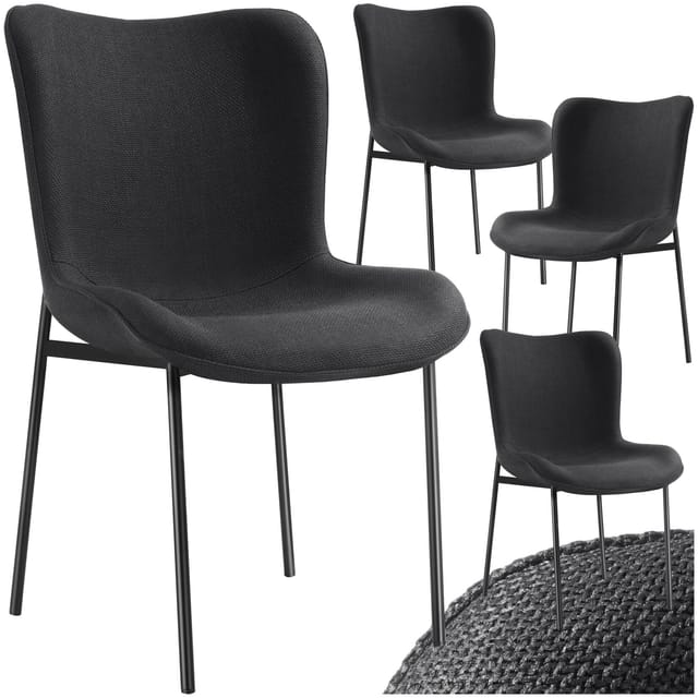 tectake® Polsterstuhl, ergonomische Form mit hoher Rückenlehne, bodenschonende Kunststoffkappen, 54 x 62 x 90 cm